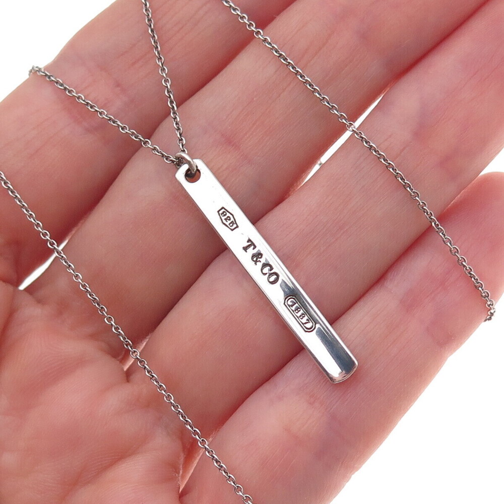 Tiffany & Co. 925 Sterling Vintage 1837 Collection Bar Cable Chain Necklace 16"